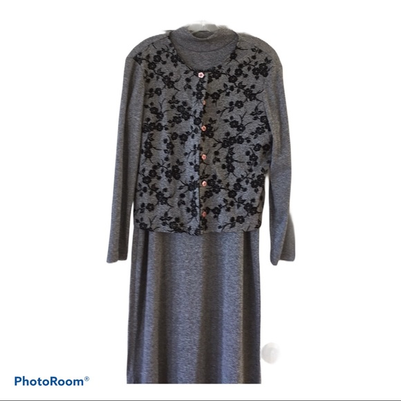 Coldwater Creek PS Dark Grey Dress with Jacket - Picture 1 of 5